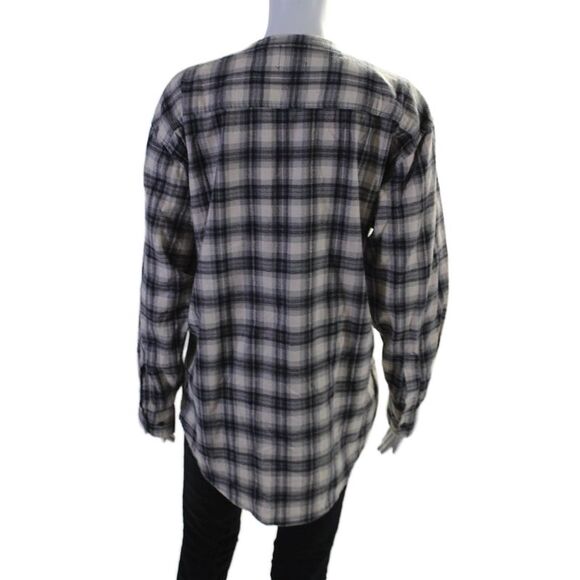 Furst of a Kind Womens Plaid Lace Up Neck Shirt Multi Colored Size Medium - Picture 3 of 4